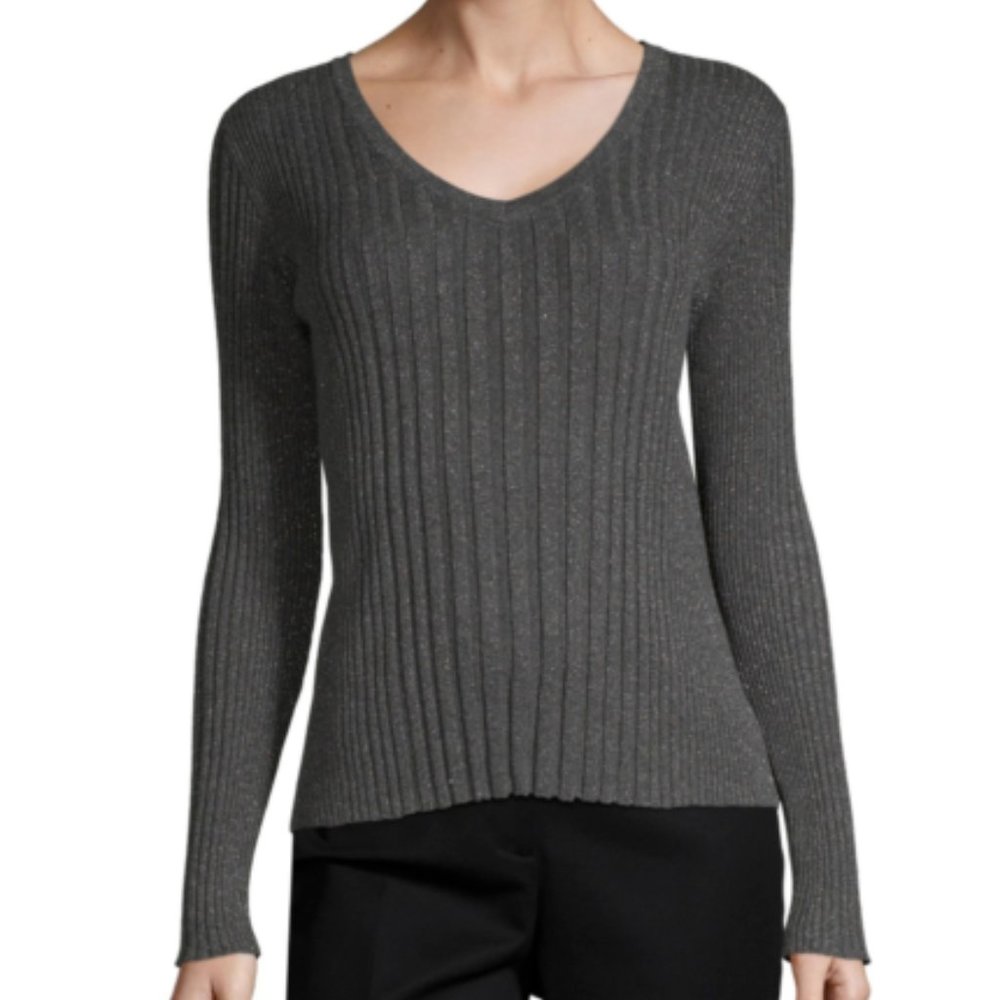 Liz Claiborne Metallic  V Neck Pullover Sweater